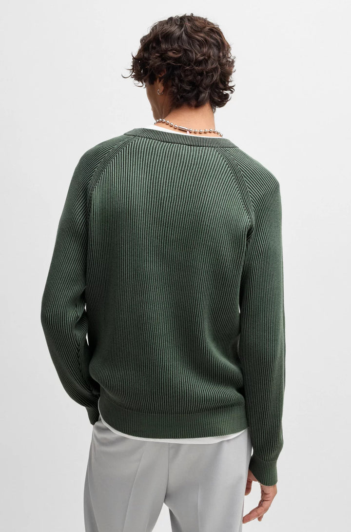 HUGO Cotton sweater with two-tone ribbing
