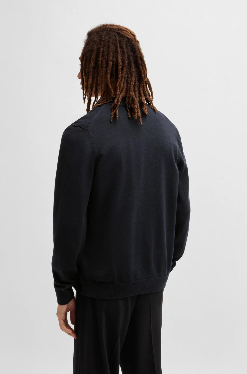HUGO Zip-up cardigan in cotton with stacked logo