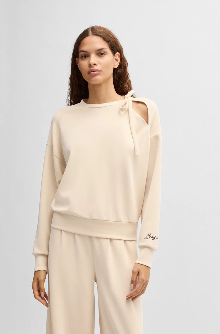 BOSS TIE-NECK SWEATSHIRT WITH HANDWRITTEN LOGO