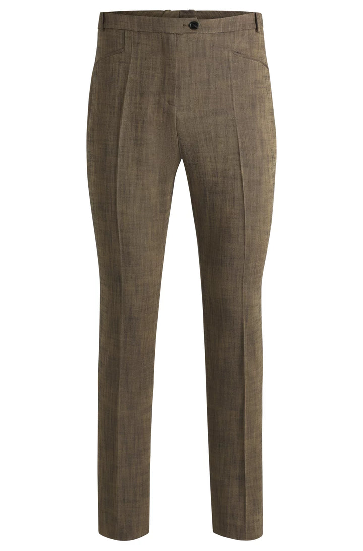 BOSS RELAXED-FIT TROUSERS IN MELANGE STRETCH SHARKSKIN FABRIC