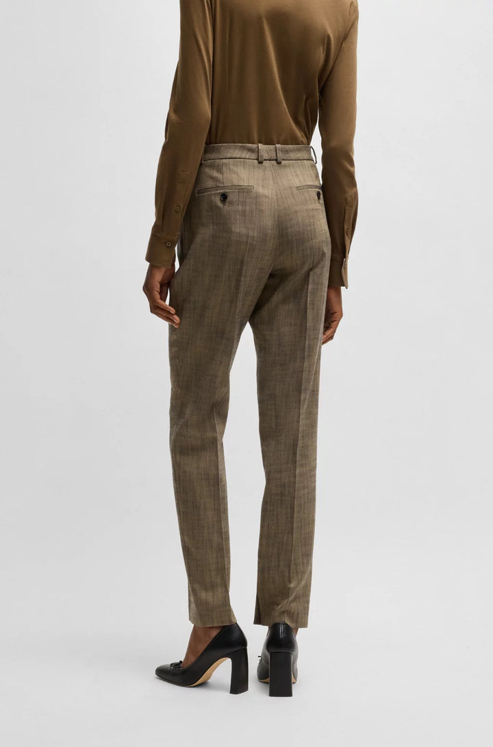 BOSS RELAXED-FIT TROUSERS IN MELANGE STRETCH SHARKSKIN FABRIC