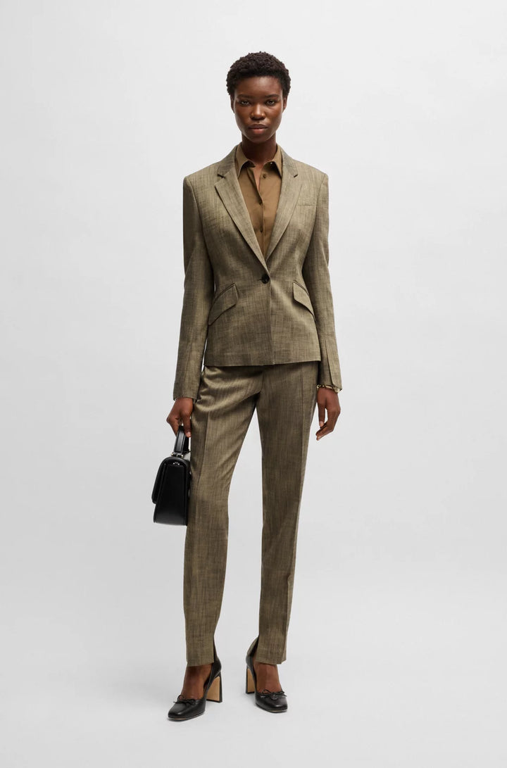 BOSS SLIM-FIT BLAZER IN MELANGE SHARKSKIN FABRIC