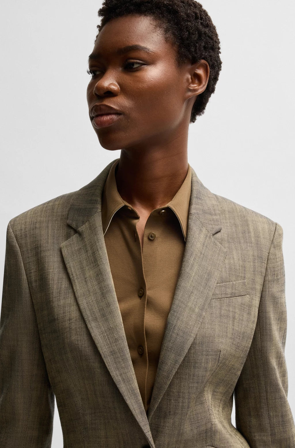 BOSS SLIM-FIT BLAZER IN MELANGE SHARKSKIN FABRIC