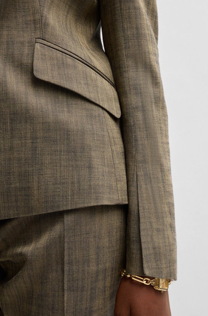 BOSS SLIM-FIT BLAZER IN MELANGE SHARKSKIN FABRIC
