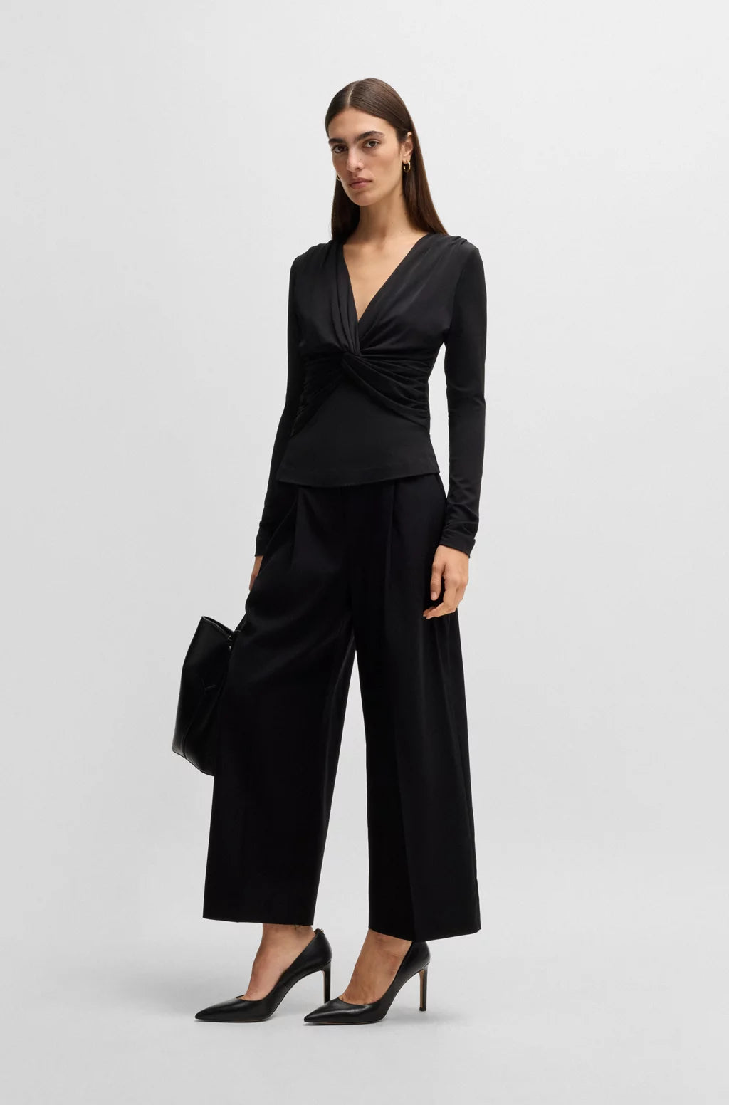 BOSS REGULAR-FIT HIGH-WAISTED TROUSERS IN WOOL