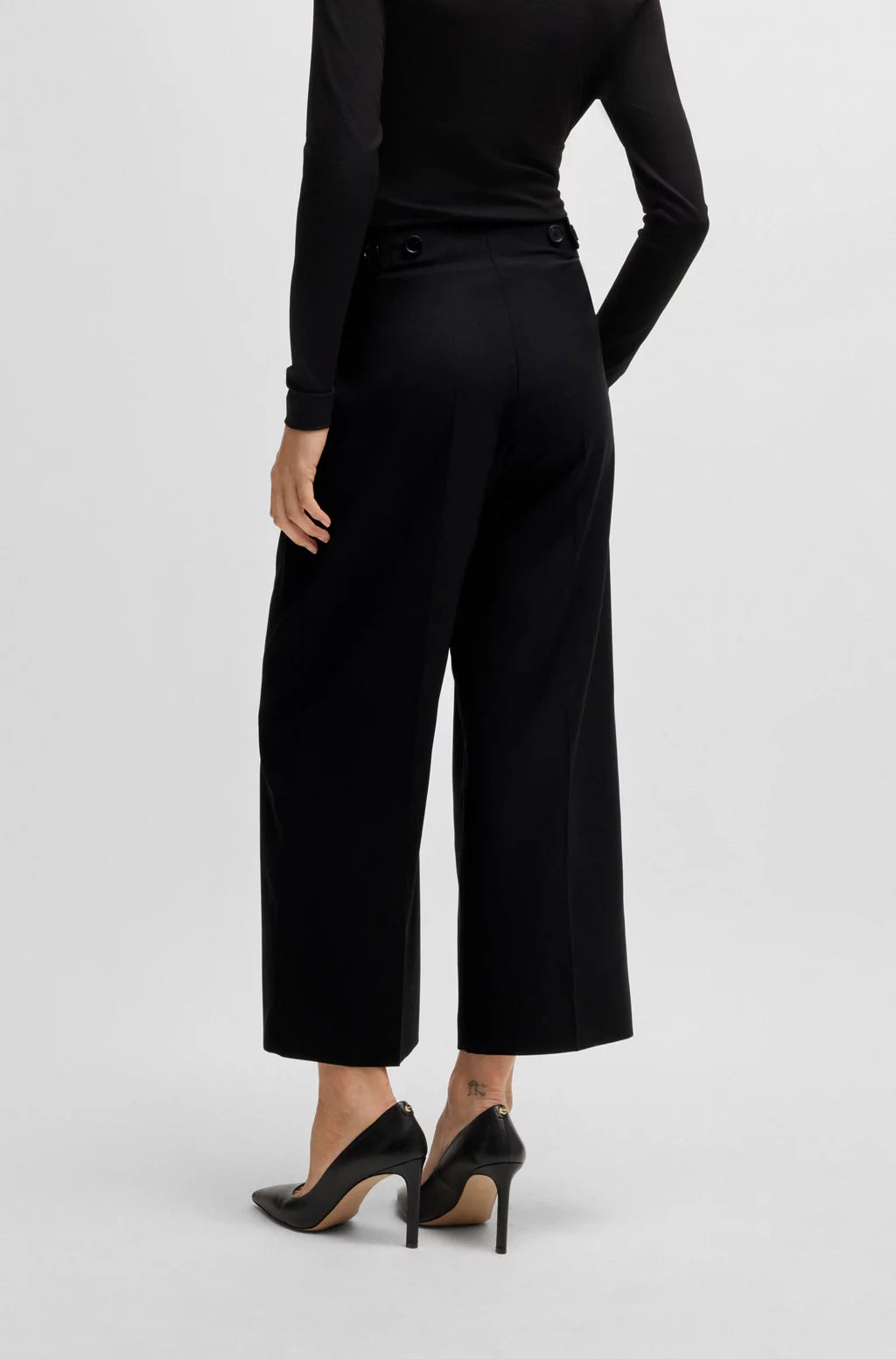 BOSS REGULAR-FIT HIGH-WAISTED TROUSERS IN WOOL