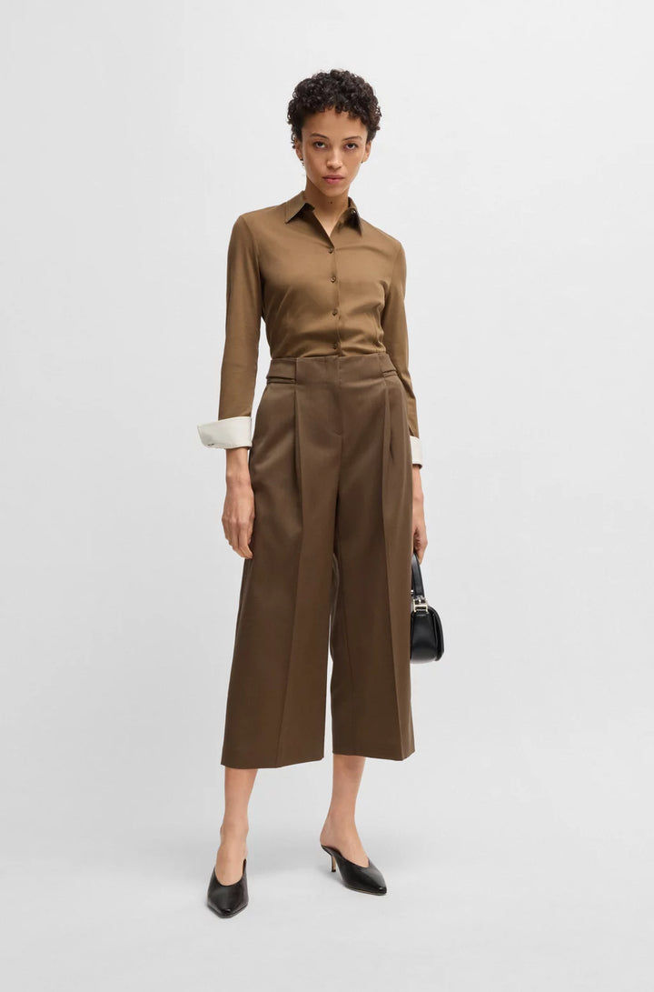 BOSS REGULAR-FIT HIGH-WAISTED TROUSERS IN WOOL