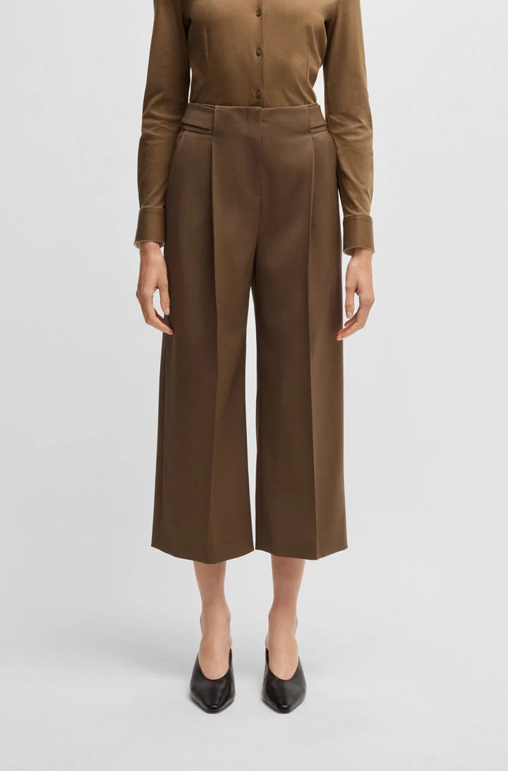 BOSS REGULAR-FIT HIGH-WAISTED TROUSERS IN WOOL