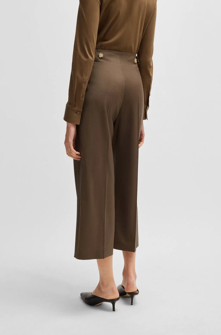 BOSS REGULAR-FIT HIGH-WAISTED TROUSERS IN WOOL