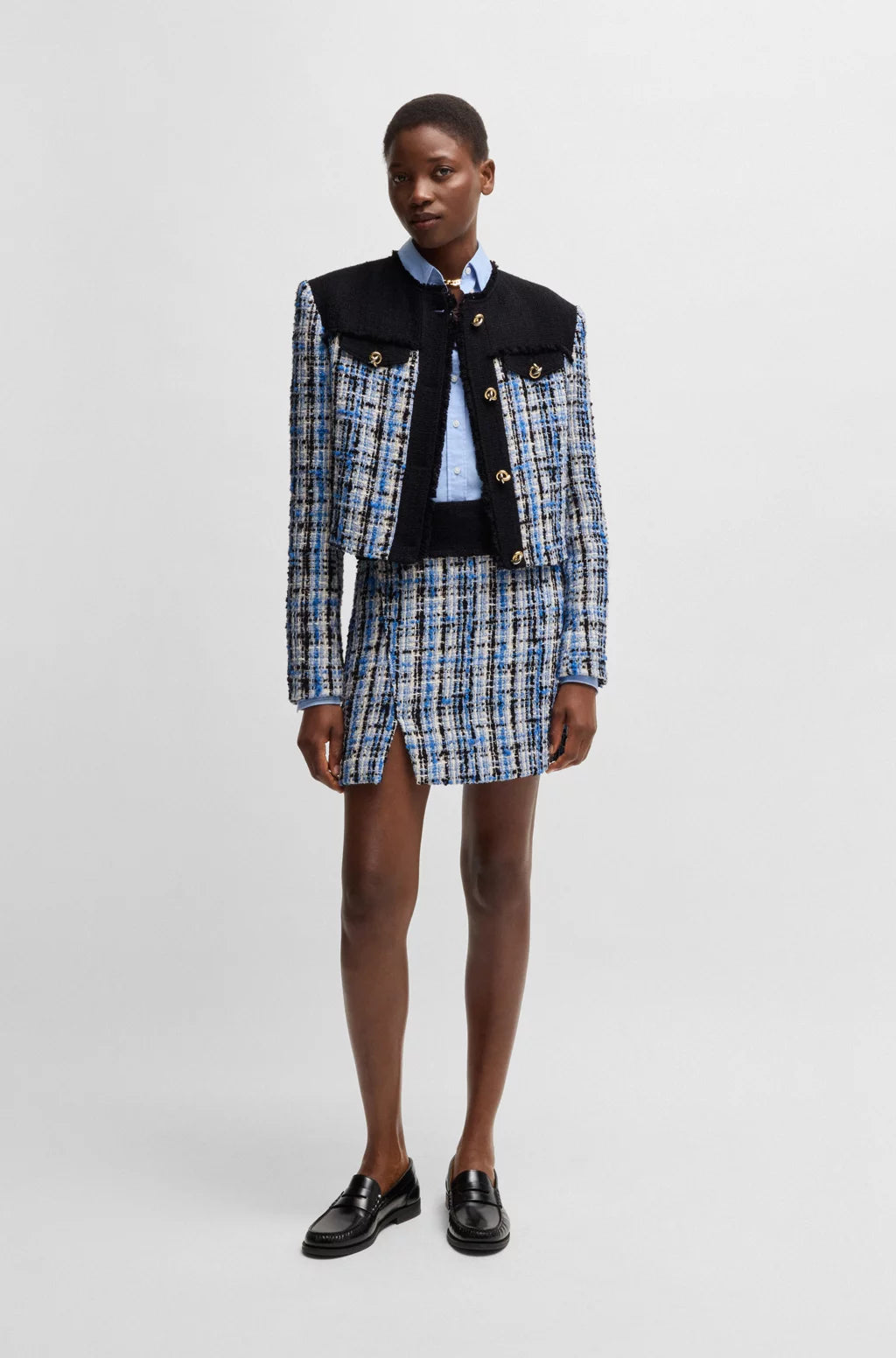 BOSS MINI SKIRT IN MULTICOLORED TWEED