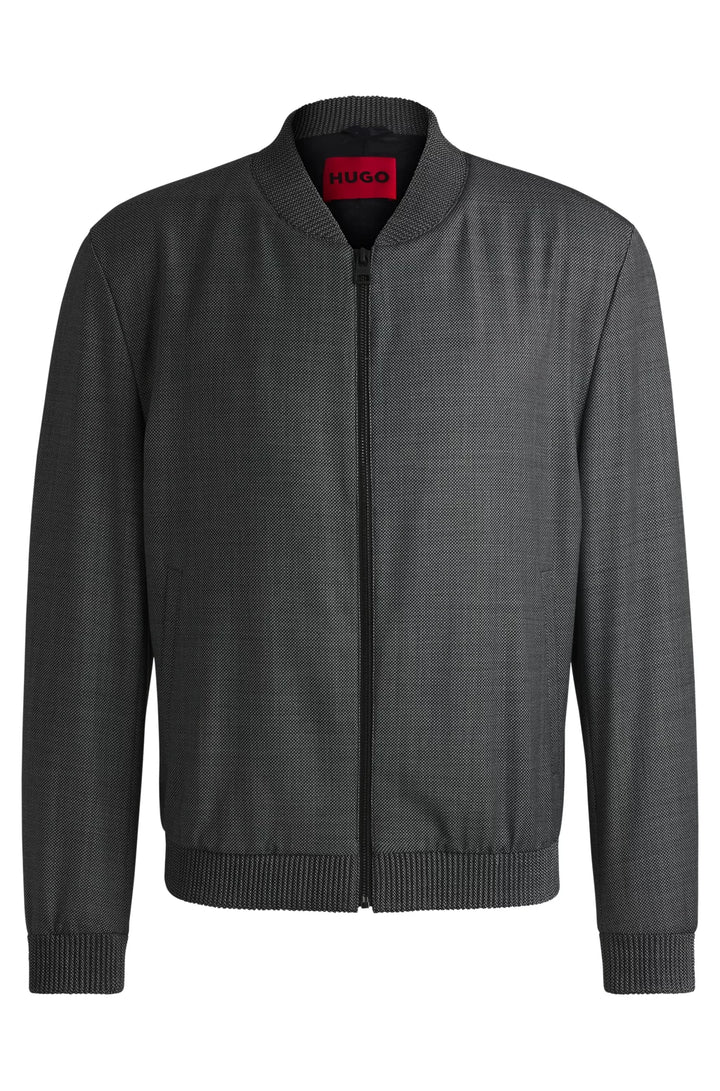 HUGO Slim-fit jacket in micro-patterned birdseye cloth