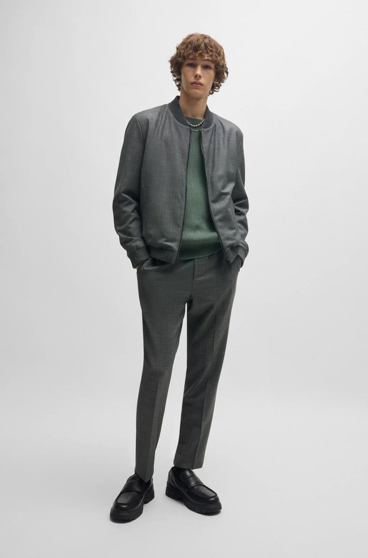 HUGO Slim-fit jacket in micro-patterned birdseye cloth