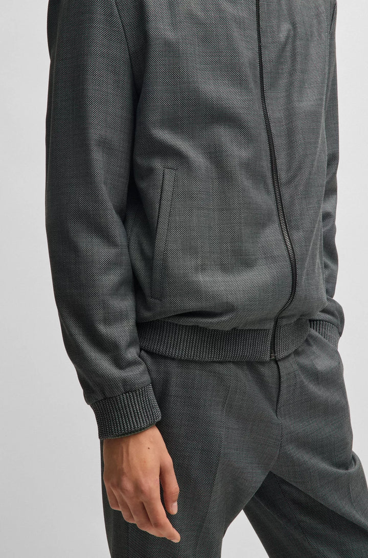 HUGO Slim-fit jacket in micro-patterned birdseye cloth