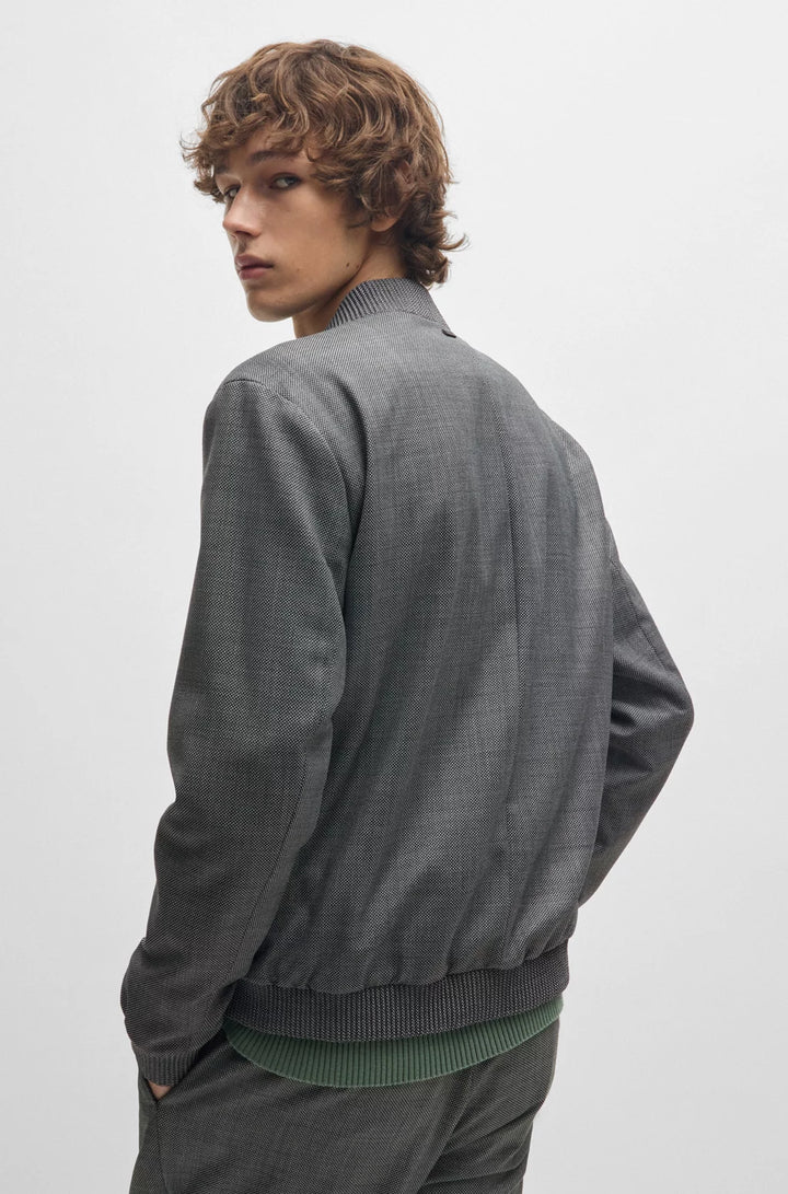 HUGO Slim-fit jacket in micro-patterned birdseye cloth