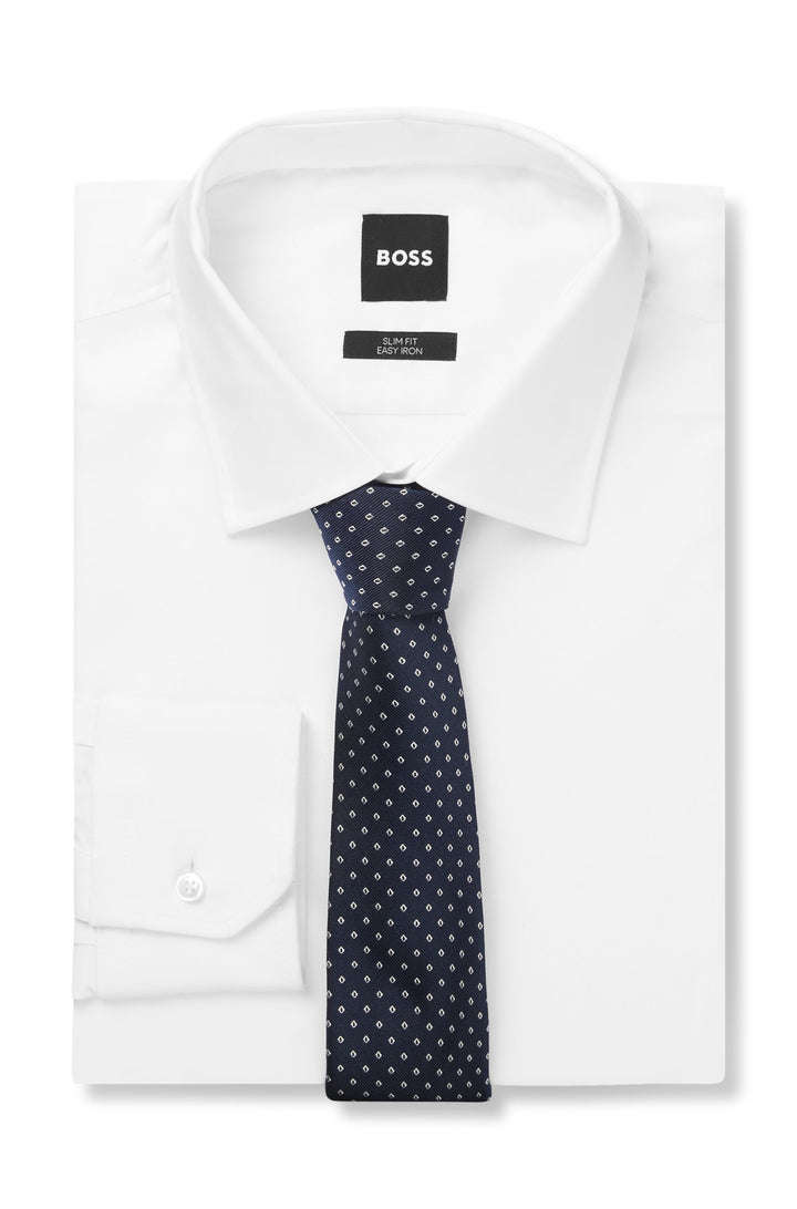 Boss Silk-blend tie with jacquard-woven pattern
