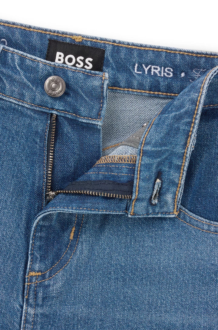 BOSS BOOTCUT JEANS IN BLUE COMFORT-STRETCH DENIM