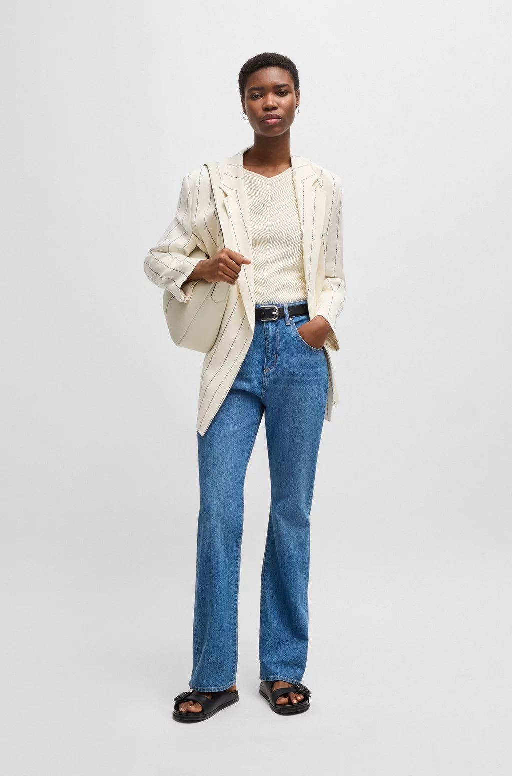 BOSS BOOTCUT JEANS IN BLUE COMFORT-STRETCH DENIM