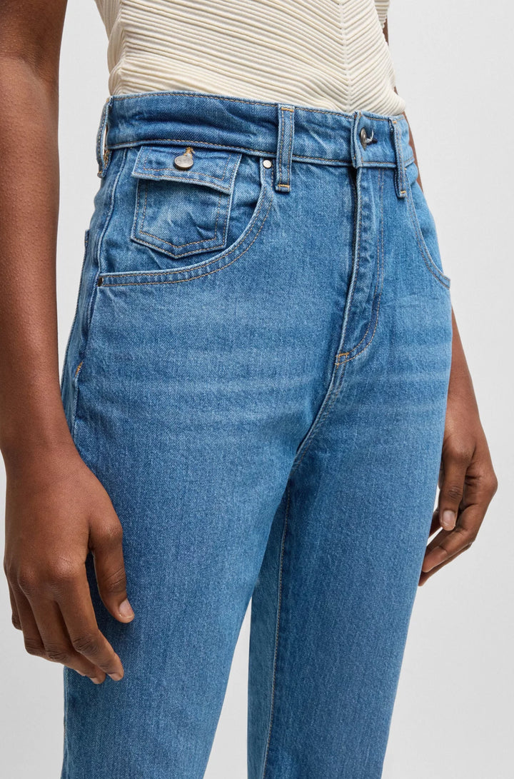 BOSS BOOTCUT JEANS IN BLUE COMFORT-STRETCH DENIM