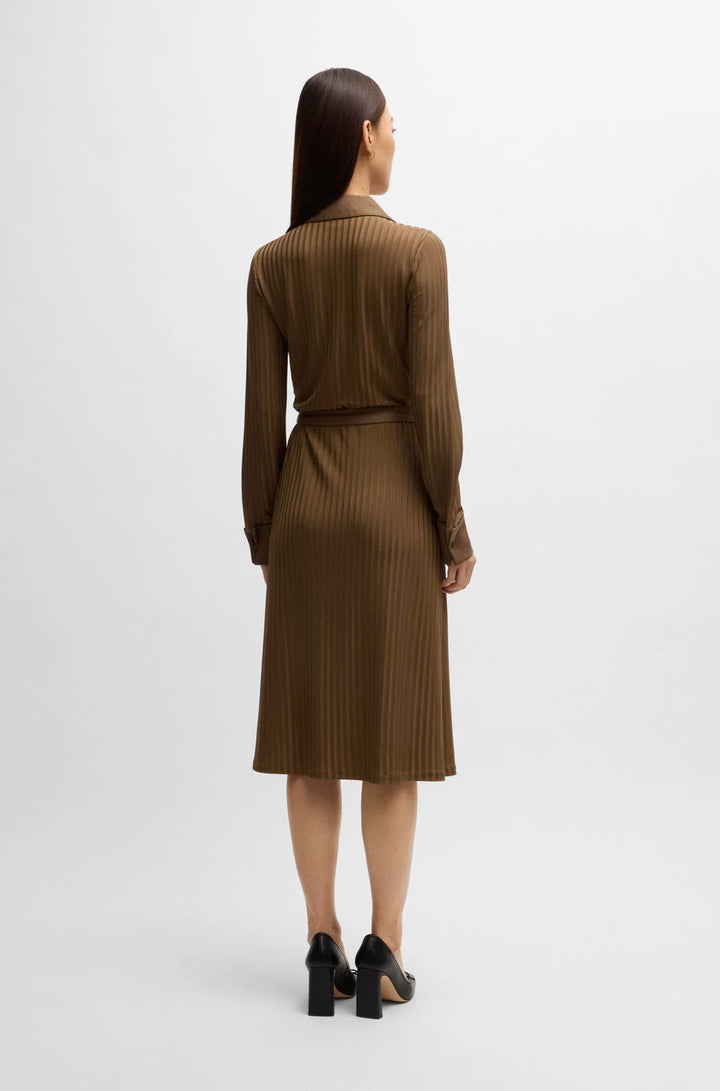 BOSS WRAP DRESS IN LUSTROUS RIBBED JERSEY