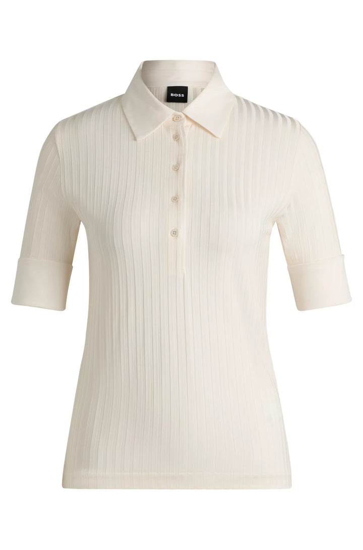 BOSS Ribbed polo-collar T-shirt with plain trims