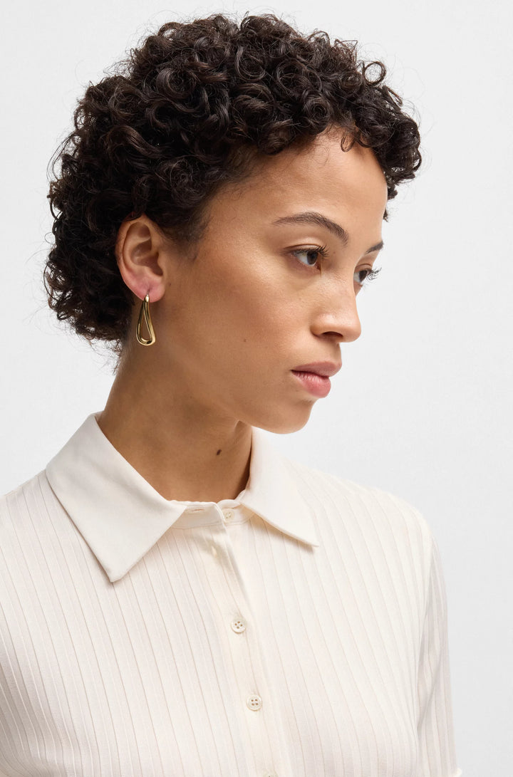 BOSS Ribbed polo-collar T-shirt with plain trims