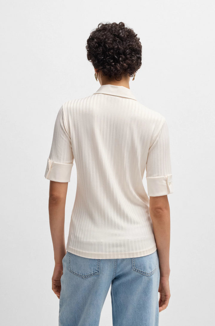 BOSS Ribbed polo-collar T-shirt with plain trims