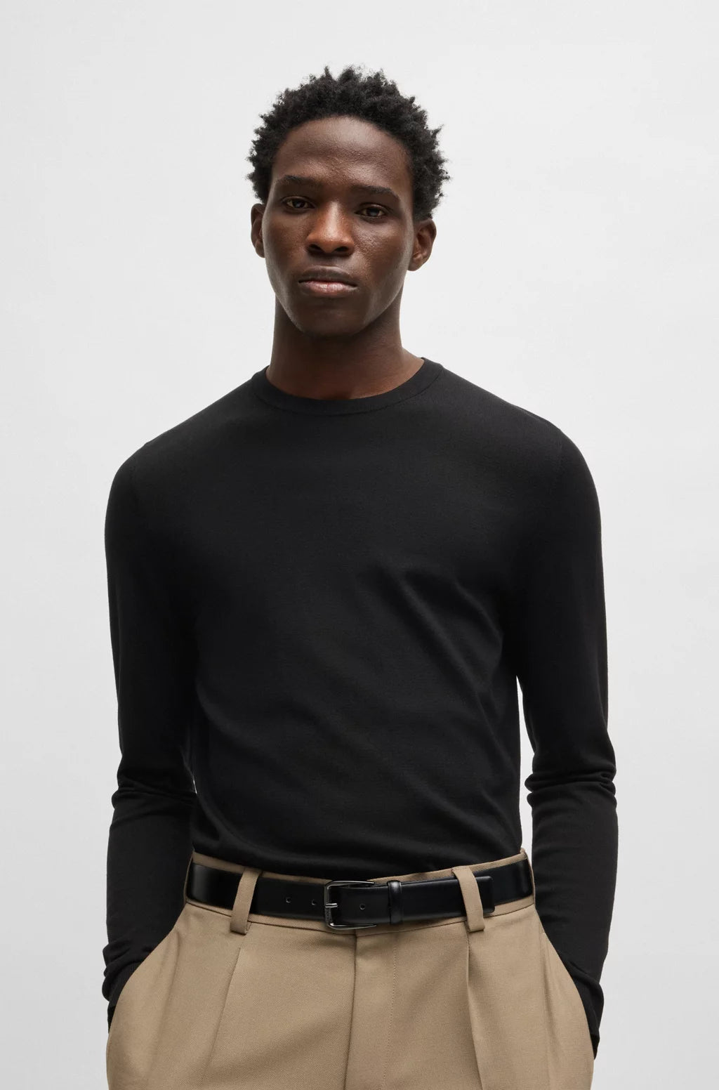 HUGO Slim-fit sweater with crew neck in soft yarns
