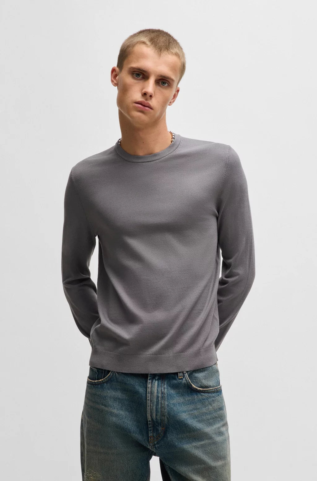 HUGO Slim-fit sweater with crew neck in soft yarns