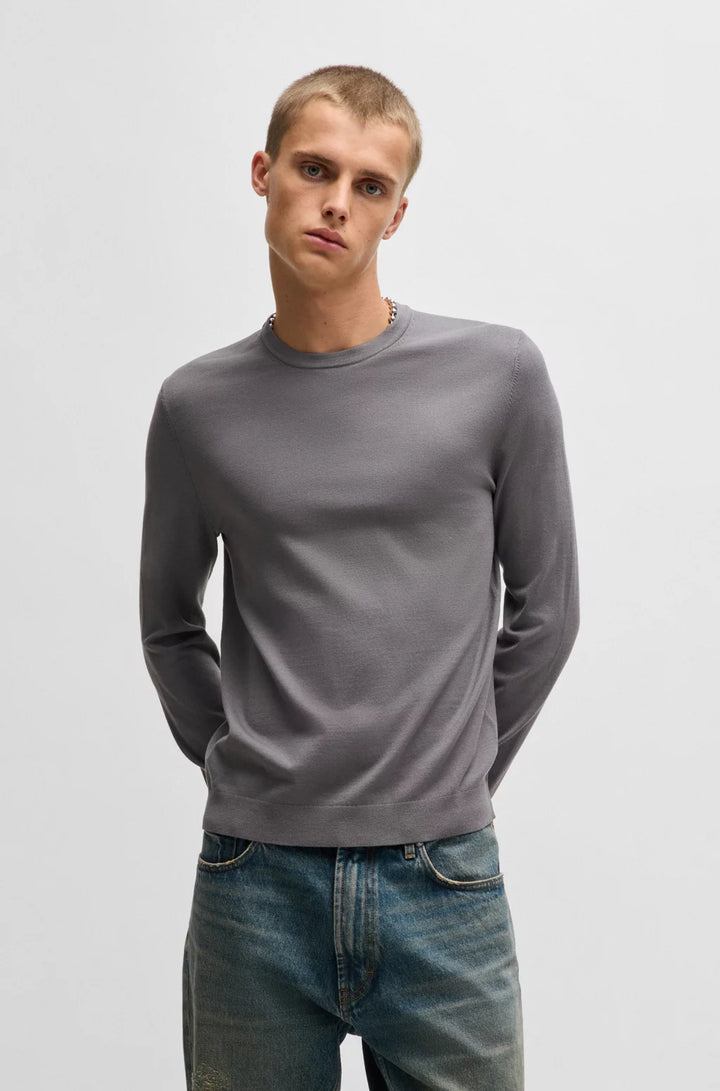 HUGO Slim-fit sweater with crew neck in soft yarns