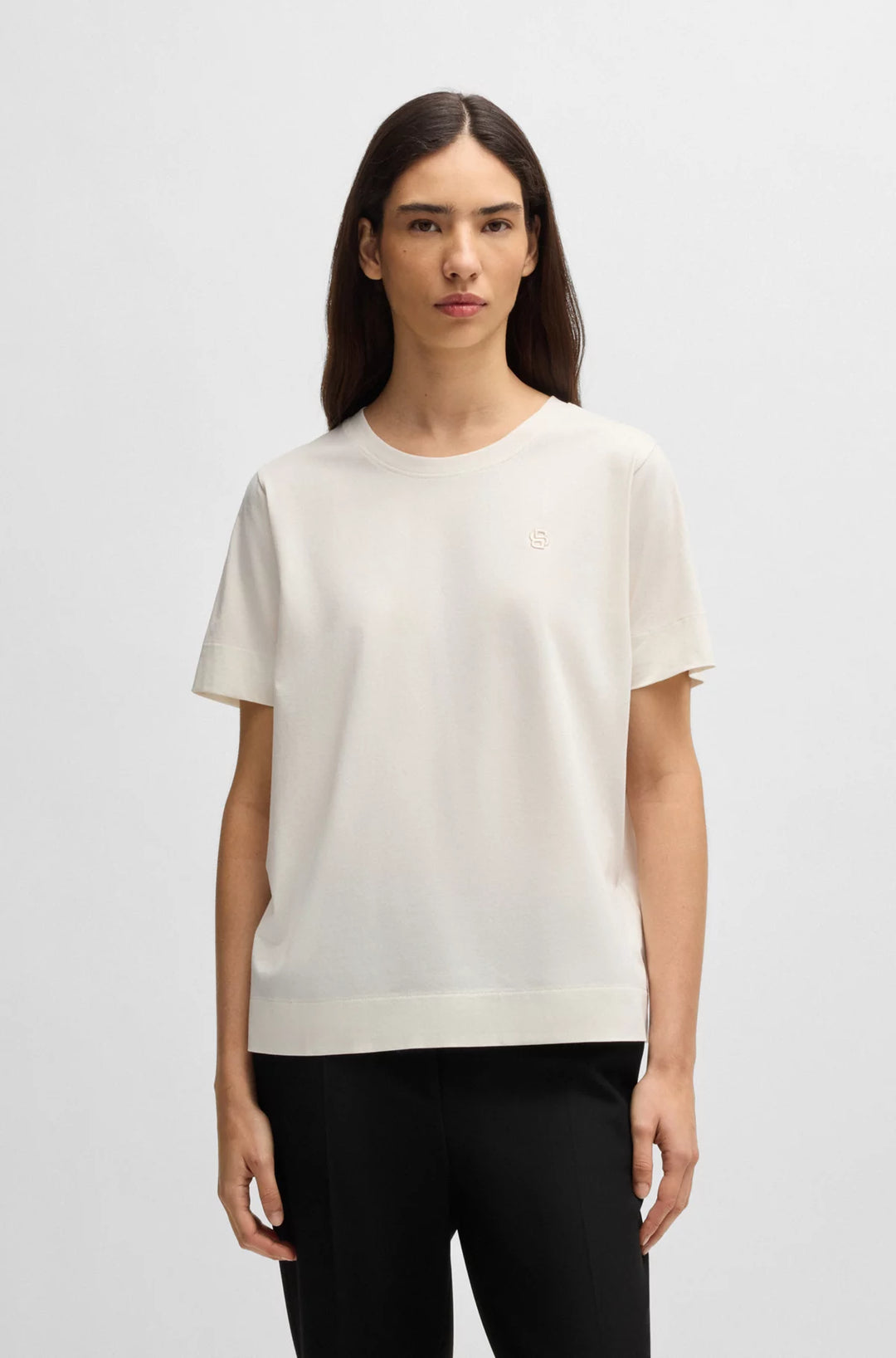 BOSS Mercerized-cotton T-shirt with Double B monogram