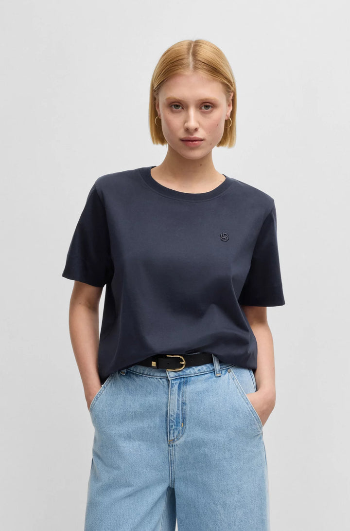BOSS Mercerized-cotton T-shirt with Double B monogram