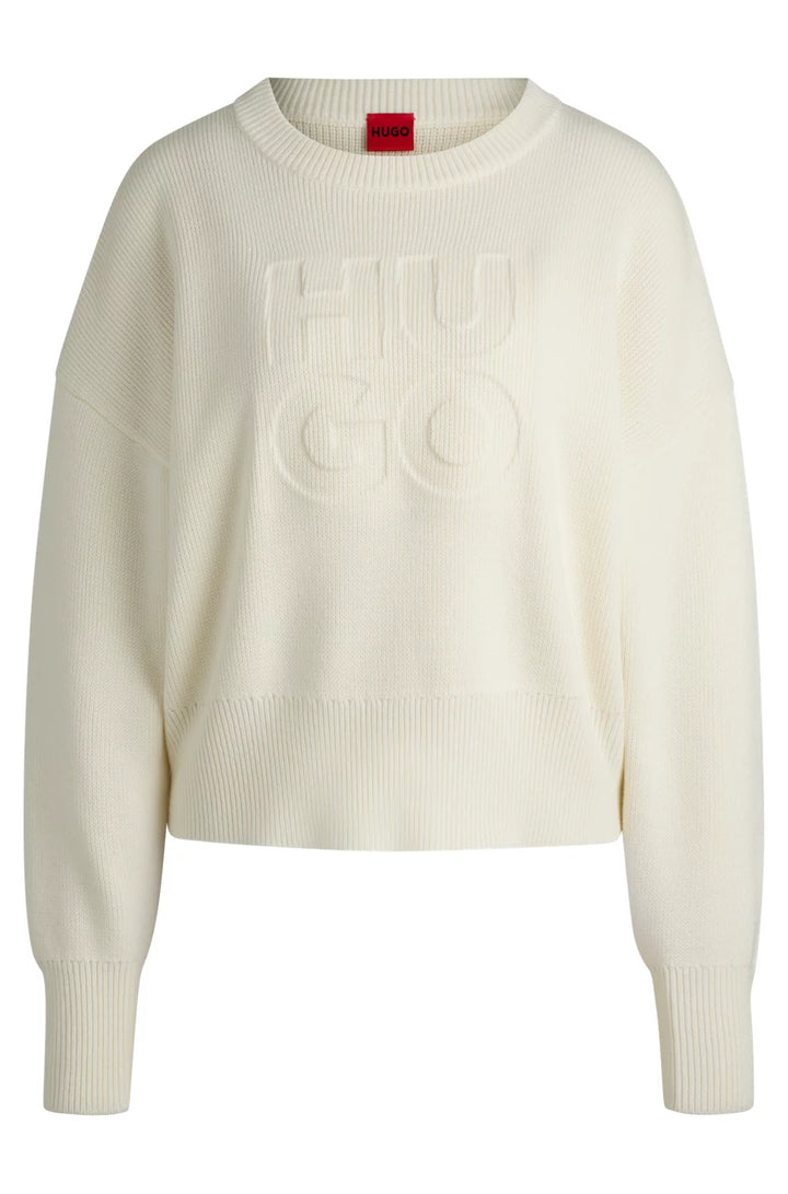 HUGO RELAXED-FIT SWEATER WITH EMBOSSED LOGO
