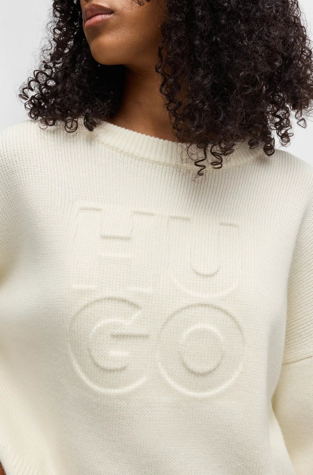 HUGO RELAXED-FIT SWEATER WITH EMBOSSED LOGO
