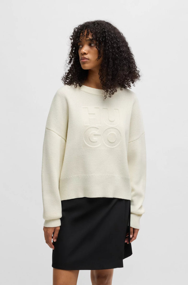 HUGO RELAXED-FIT SWEATER WITH EMBOSSED LOGO