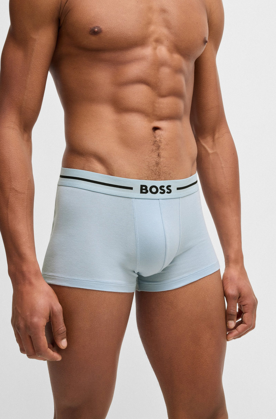 Boss Three-pack of stretch-cotton trunks with logo waistbands