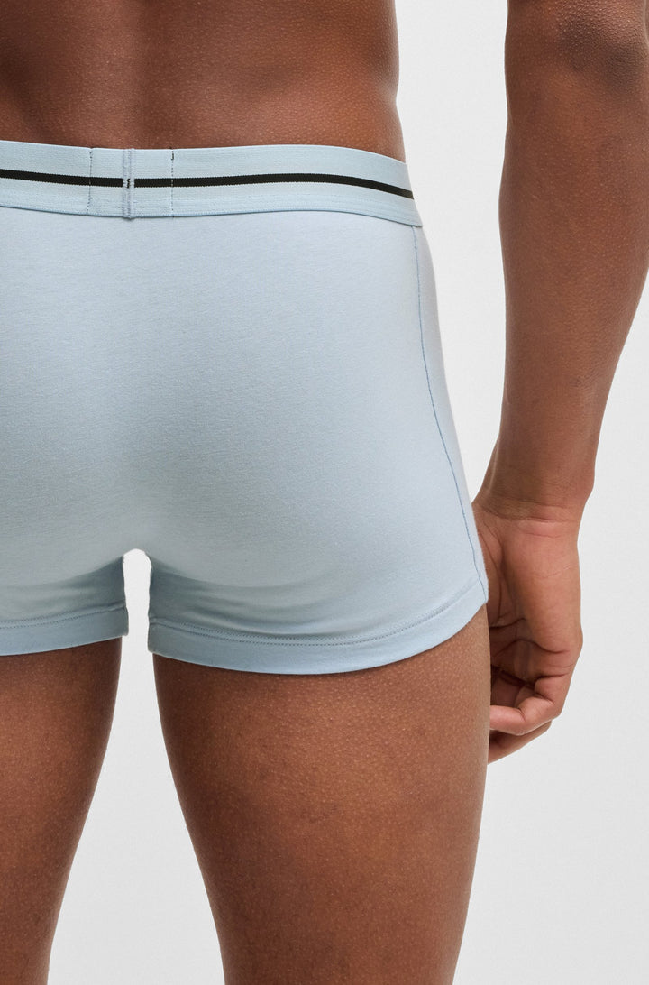 Boss Three-pack of stretch-cotton trunks with logo waistbands