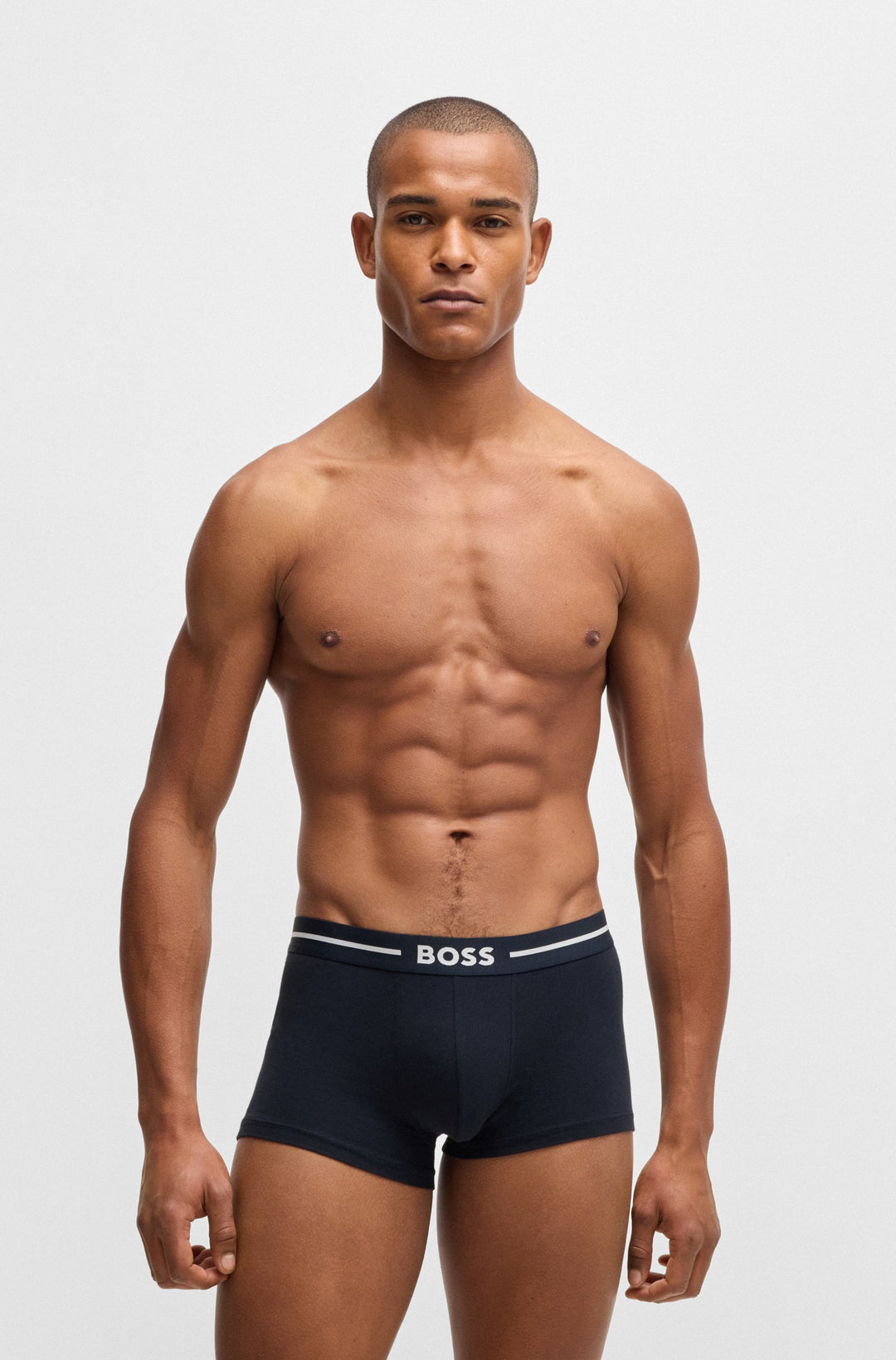 Boss Three-pack of stretch-cotton trunks with logo waistbands