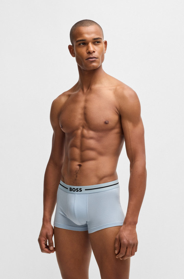Boss Three-pack of stretch-cotton trunks with logo waistbands