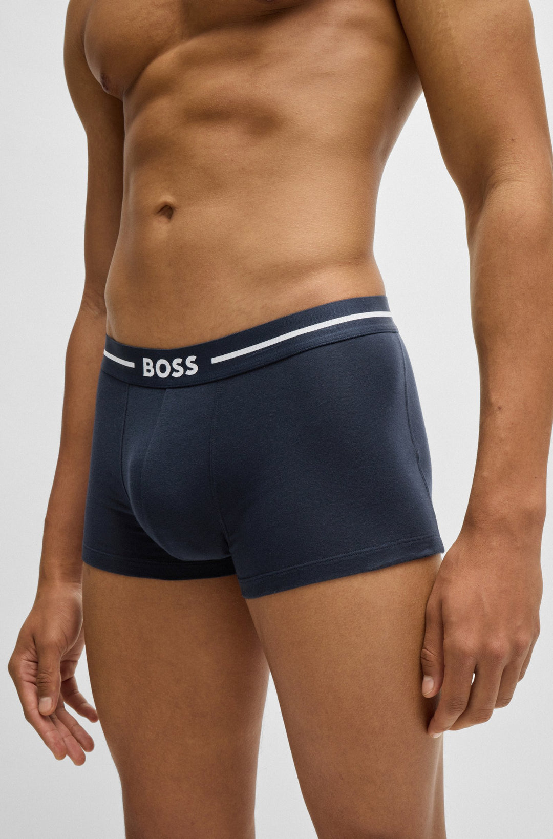 Boss Three-pack of stretch-cotton trunks with logo waistbands