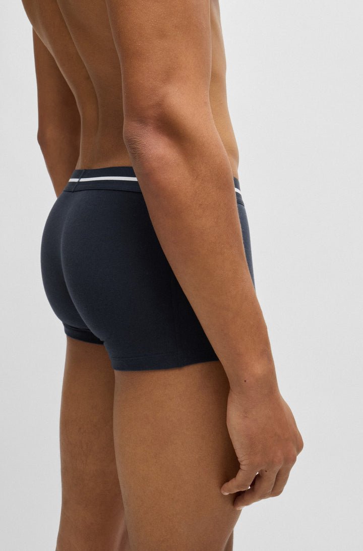 Boss Three-pack of stretch-cotton trunks with logo waistbands