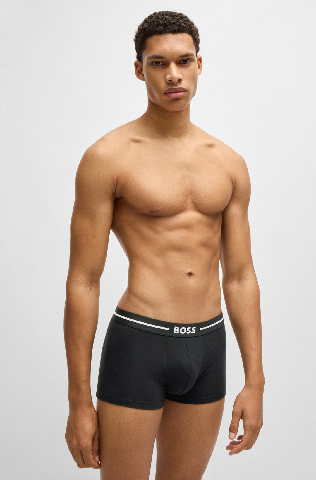 Boss Three-pack of stretch-cotton trunks with logo waistbands