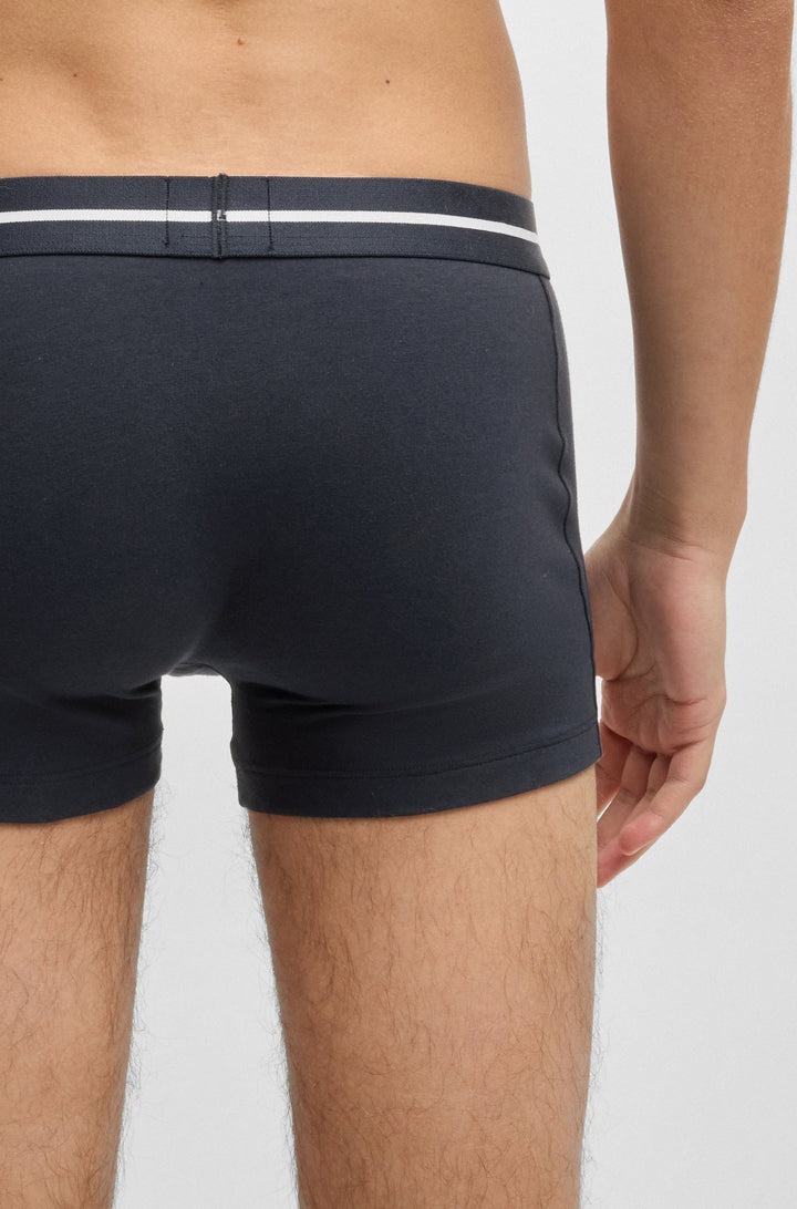 Boss Three-pack of stretch-cotton trunks with logo waistbands