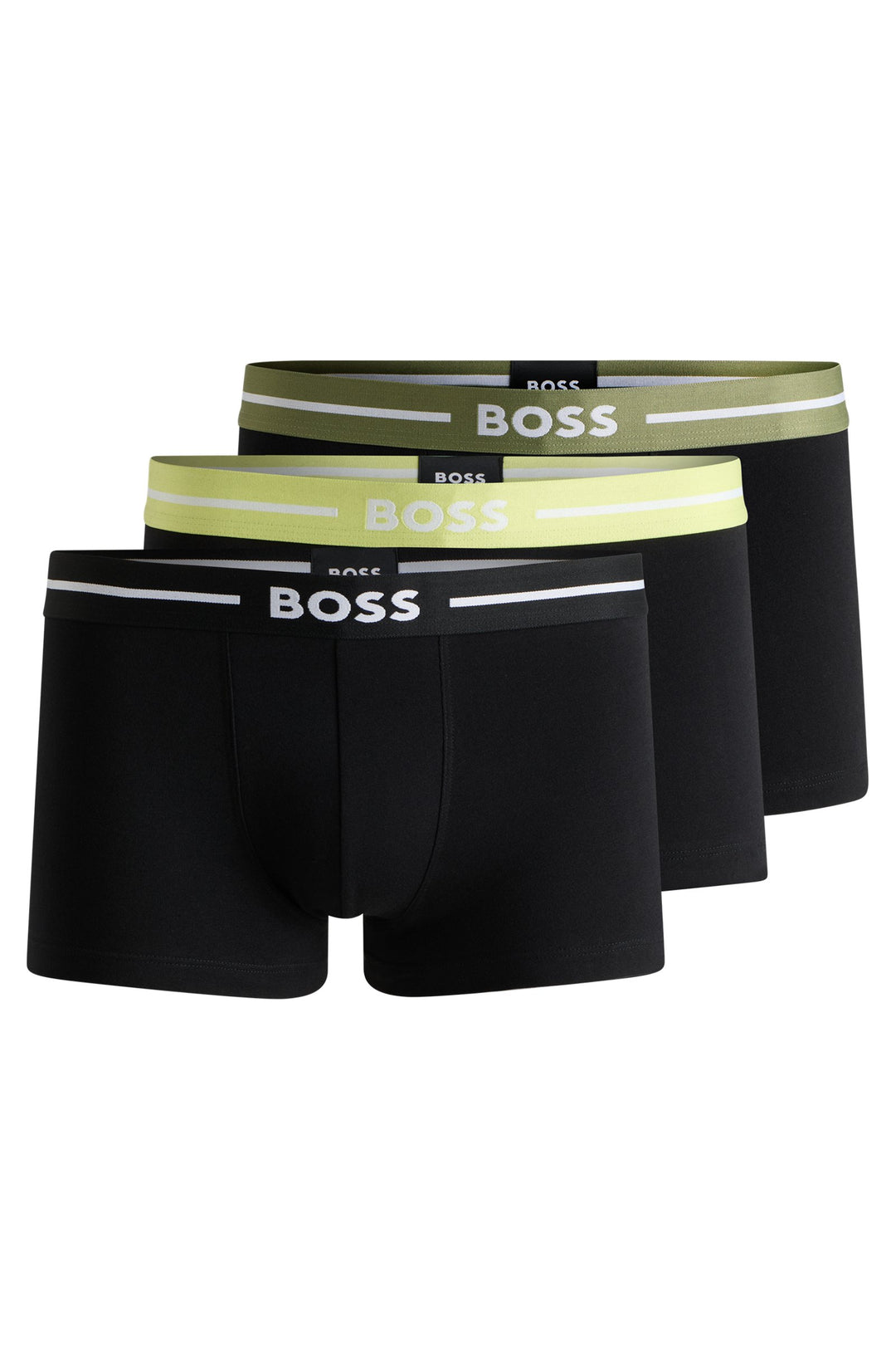 Boss Three-pack of stretch-cotton trunks with logo waistbands