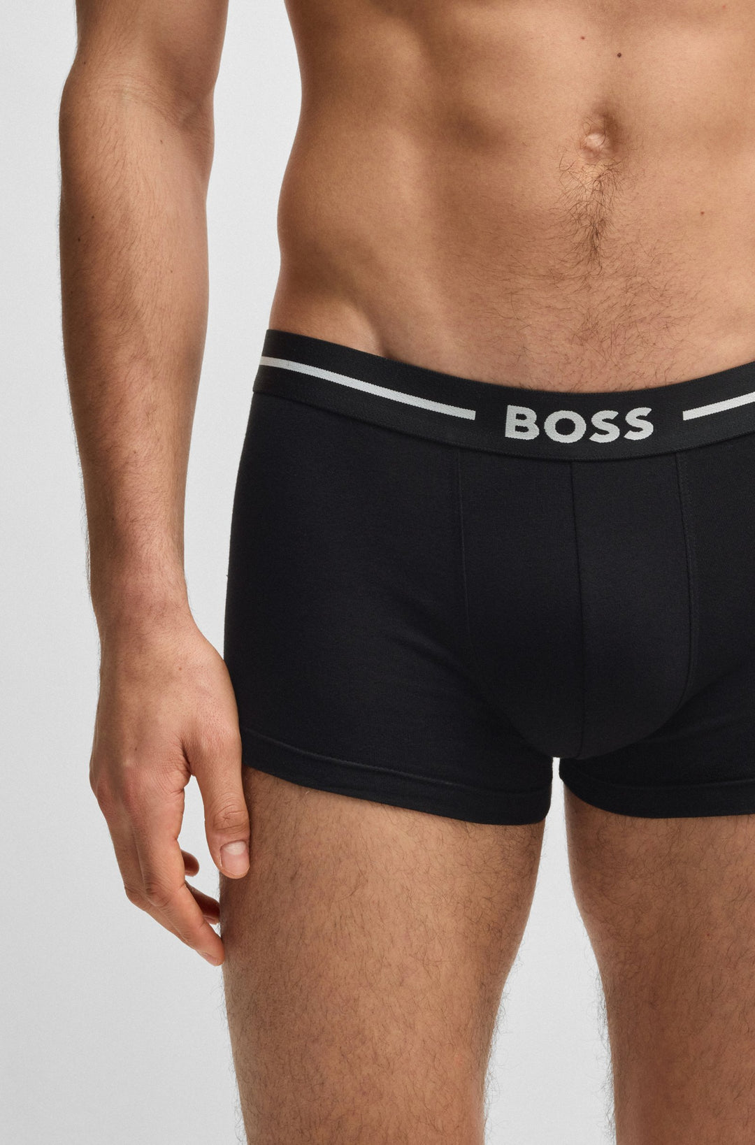 Boss Three-pack of stretch-cotton trunks with logo waistbands