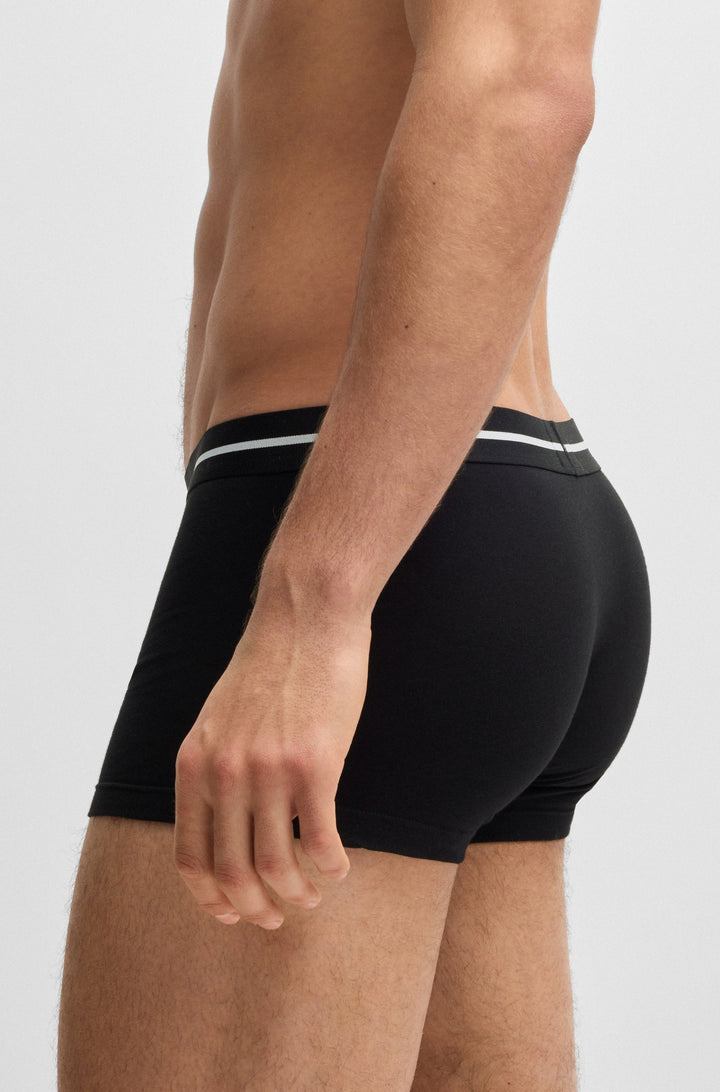 Boss Three-pack of stretch-cotton trunks with logo waistbands