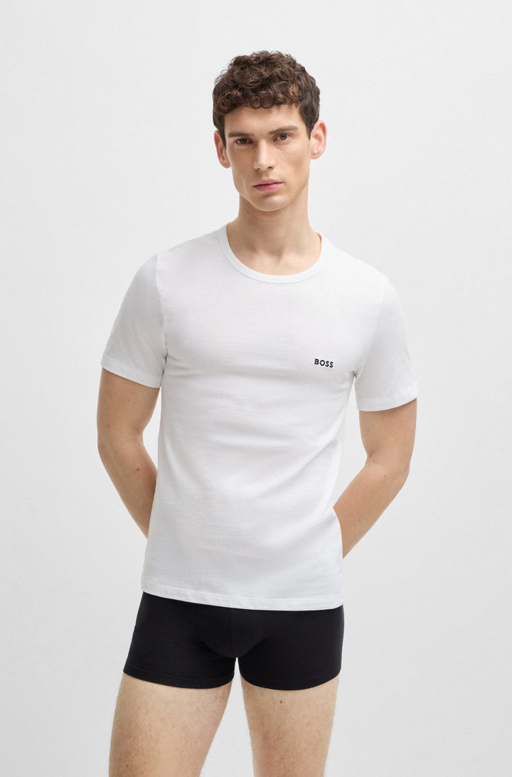 Boss Three-pack of cotton underwear T-shirts with logo embroidery