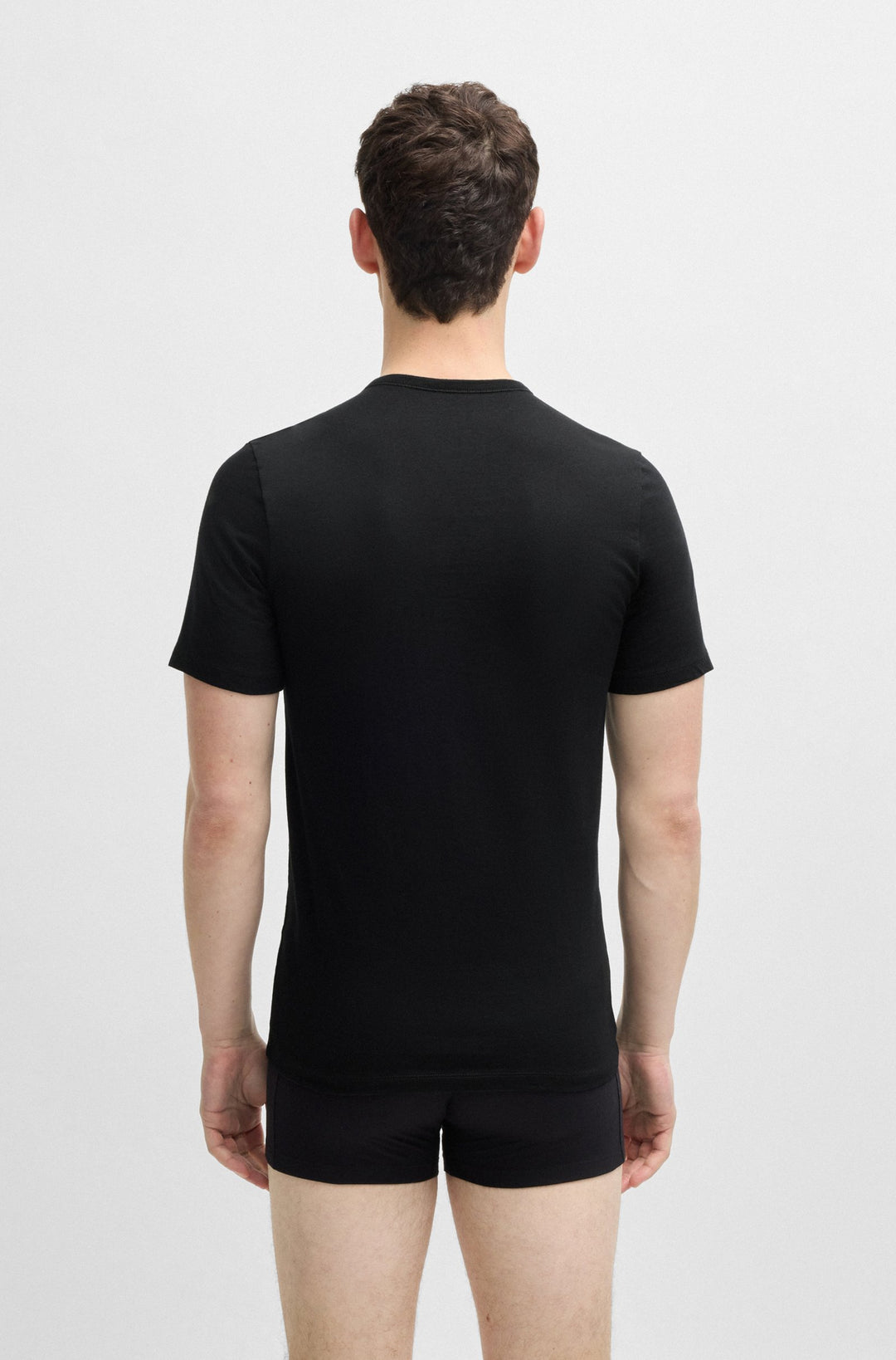 Boss Three-pack of cotton underwear T-shirts with logo embroidery