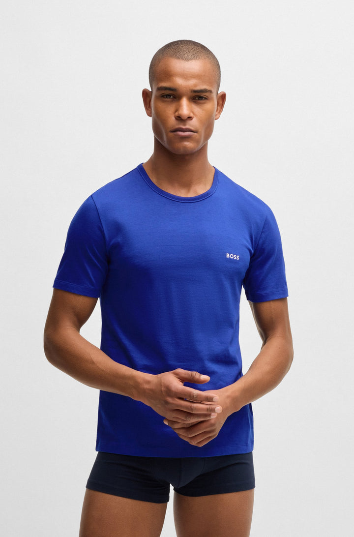 Boss Three-pack of cotton underwear T-shirts with logo embroidery
