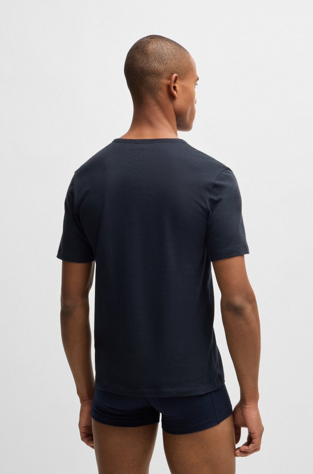 Boss Three-pack of cotton underwear T-shirts with logo embroidery