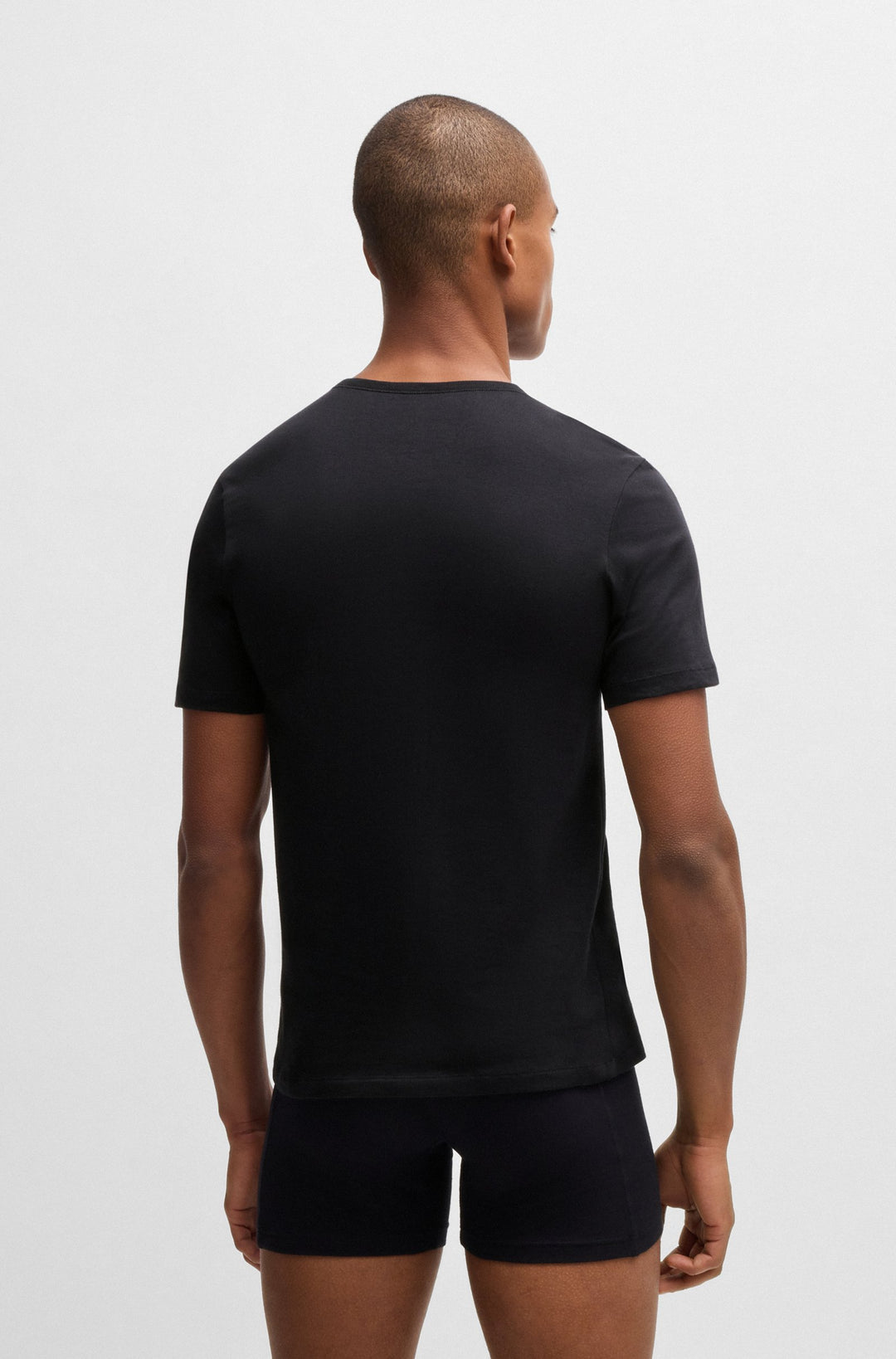 Boss Three-pack of cotton underwear T-shirts with logo embroidery